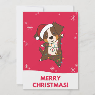 Australian Shepherd Merry Christmas Winter Holiday Card