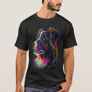 Australian Shepherd Mini Colourful Abstract Line T-Shirt
