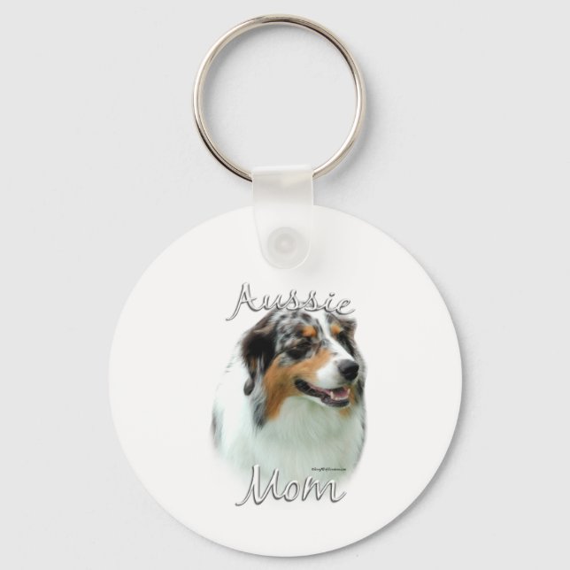 Australian Shepherd Mom 2 Keychain (Front)