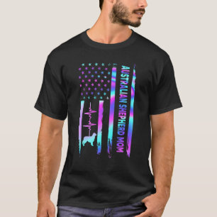 Australian Shepherd Mom American Flag Tie Dye Moth T-Shirt