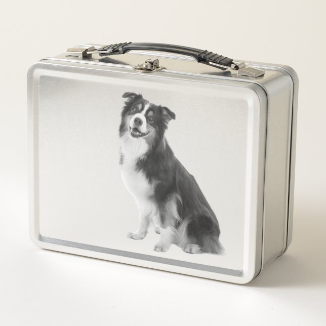 Australian Shepherd Motiv Metal Lunch Box (Front)