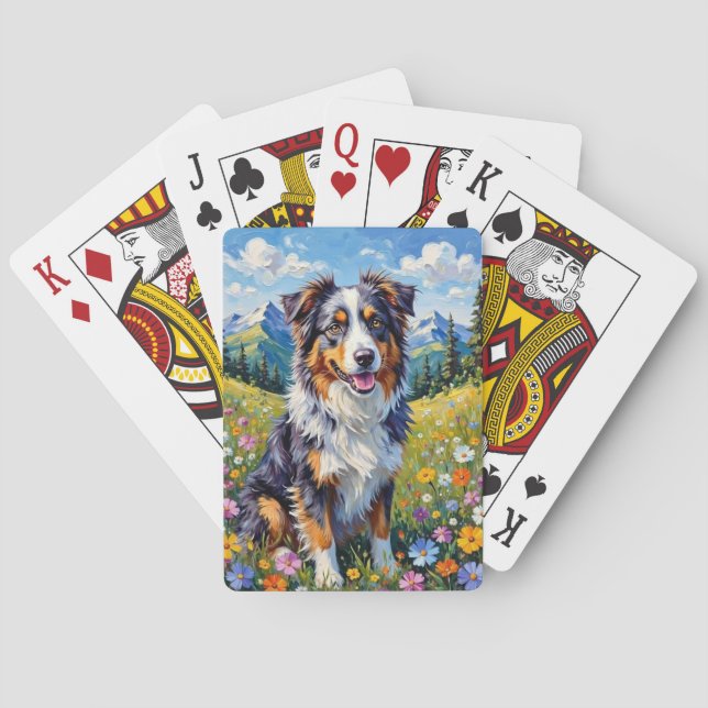 Australian Shepherd Mountain Wildflower Playing Cards (Back)
