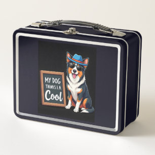 Australian Shepherd My Dog Thinks I'm Cool For Dog Metal Lunch Box