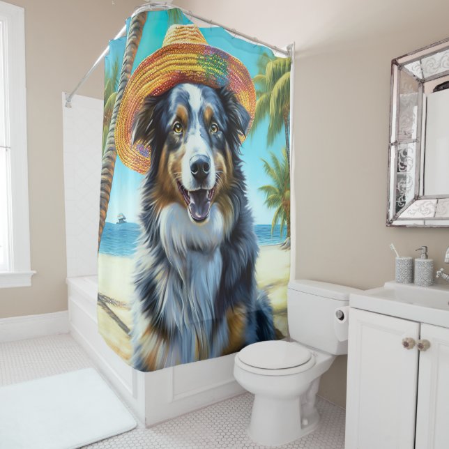 Australian Shepherd On Beach dog lover summer gift (In Situ)
