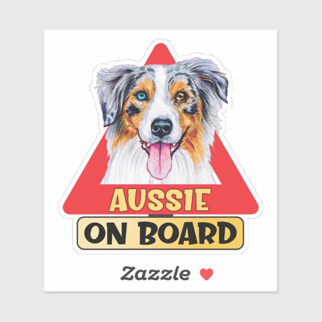 Australian Shepherd On Board Dog Red Traffic Sign (Sheet)