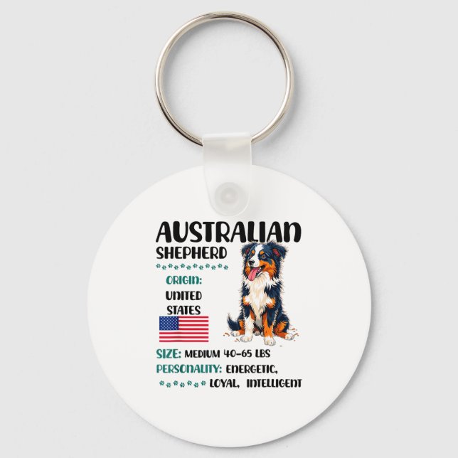 Australian Shepherd Origin Funny Aussie Dog Lover  Keychain (Front)