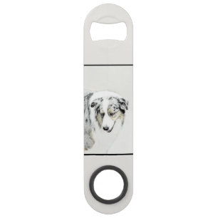 Australian Shepherd Painting - Original Dog Art Bar Key