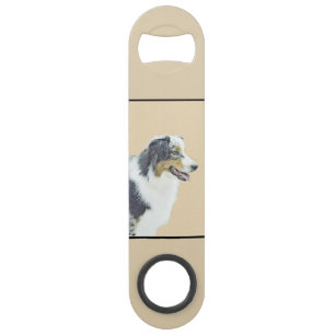 Australian Shepherd Painting - Original Dog Art Bar Key