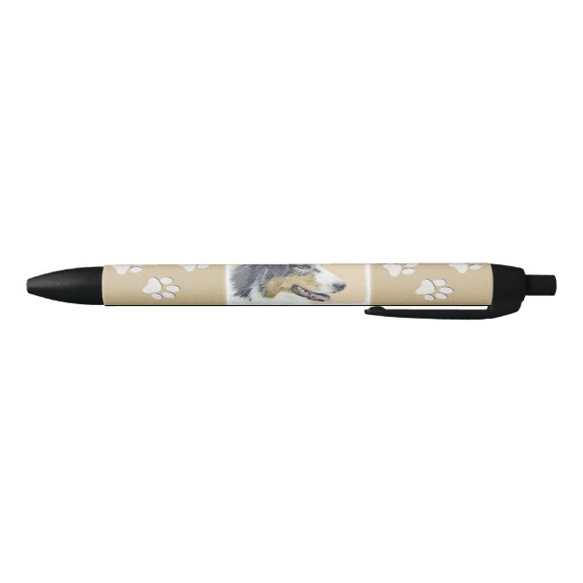 Australian Shepherd Painting - Original Dog Art Black Ink Pen (Bottom)