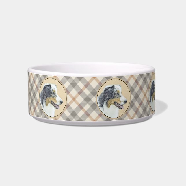 Australian Shepherd Painting - Original Dog Art Bowl (Left)