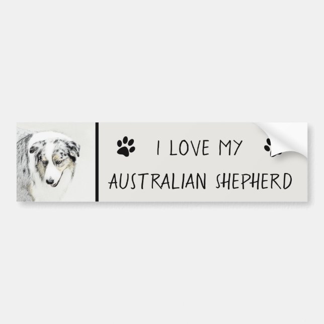 Australian Shepherd Painting - Original Dog Art Bumper Sticker (Front)