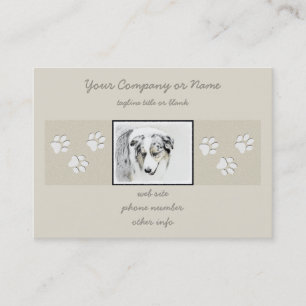 Australian Shepherd Painting - Original Dog Art Business Card