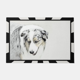 Australian Shepherd Painting - Original Dog Art Doormat
