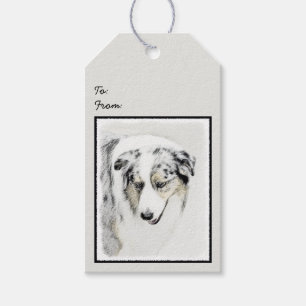 Australian Shepherd Painting - Original Dog Art Gift Tags