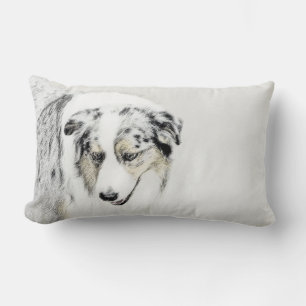 Australian Shepherd Painting - Original Dog Art Lumbar Pillow
