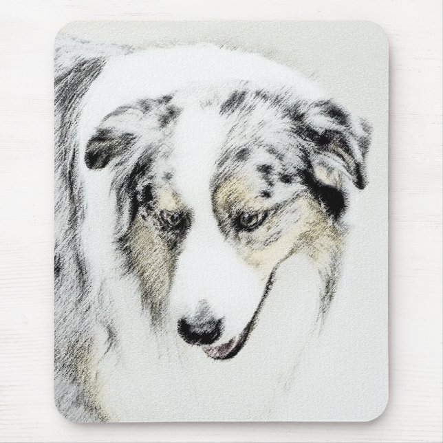 Australian Shepherd Painting - Original Dog Art Mouse Pad (Front)