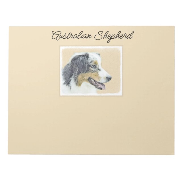 Australian Shepherd Painting - Original Dog Art Notepad (Front)