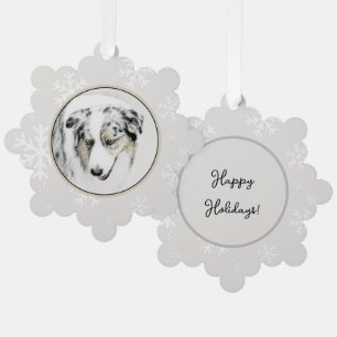Australian Shepherd Painting - Original Dog Art Ornament Card