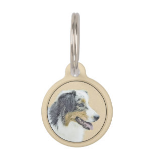 Australian Shepherd Painting - Original Dog Art Pet Tag