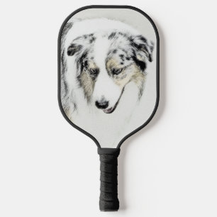 Australian Shepherd Painting - Original Dog Art Pickleball Paddle