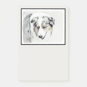 Australian Shepherd Painting - Original Dog Art Post-it Notes