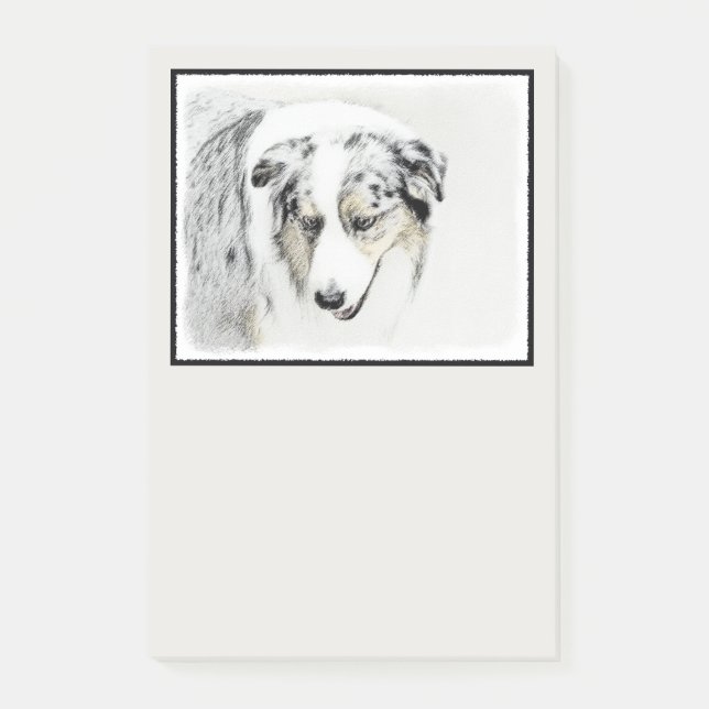 Australian Shepherd Painting - Original Dog Art Post-it Notes (Front)