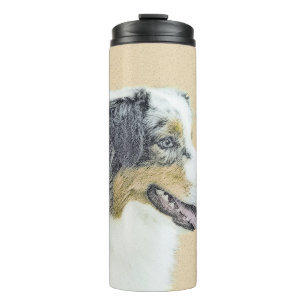 Australian Shepherd Painting - Original Dog Art Thermal Tumbler