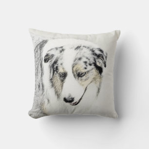 Australian Shepherd Painting - Original Dog Art Throw Pillow