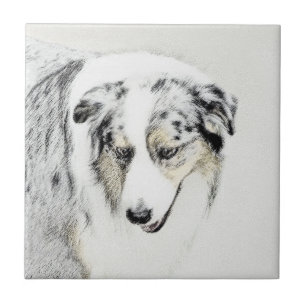 Australian Shepherd Painting - Original Dog Art Tile