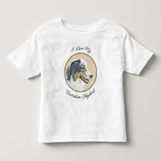 Australian Shepherd Painting - Original Dog Art Toddler T-shirt (Front)