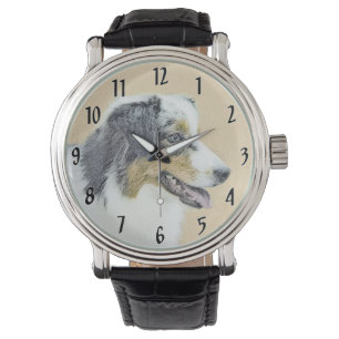 Australian Shepherd Painting - Original Dog Art Watch