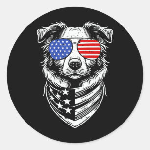 Australian Shepherd Patriotic 4th Of July American Classic Round Sticker