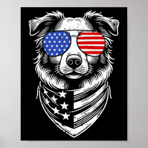 Australian Shepherd Patriotic 4th Of July American Poster
