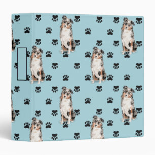 Australian Shepherd Paw Prints Pattern Binder