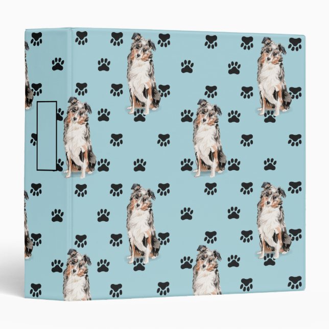 Australian Shepherd Paw Prints Pattern Binder (Front/Spine)