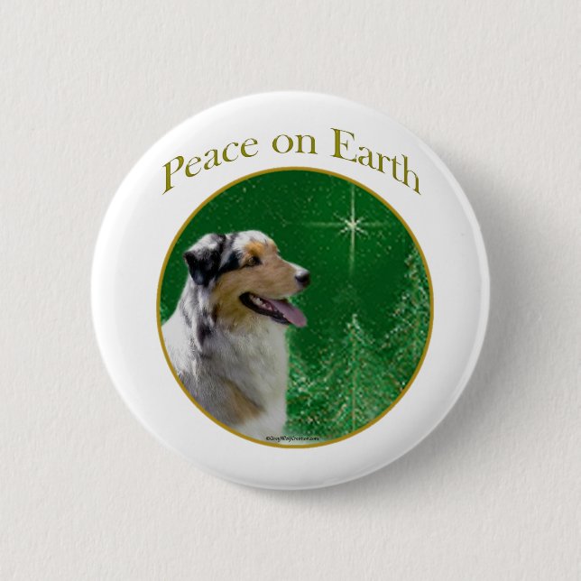 Australian Shepherd Peace 2 Inch Round Button (Front)