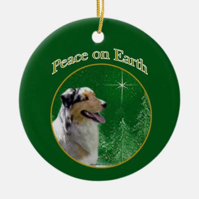 Australian Shepherd Peace Ceramic Ornament (Front)