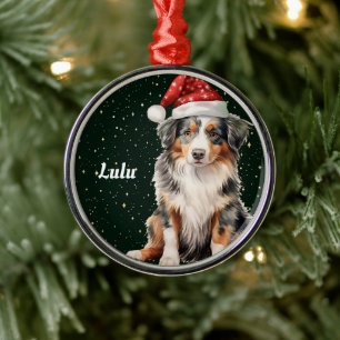 Australian Shepherd Personalized Christmas Metal Ornament