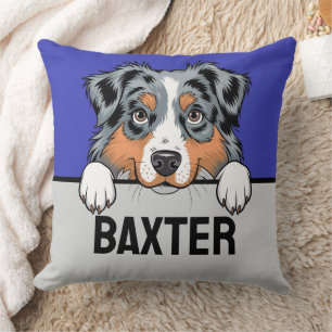 Australian Shepherd Personalized Puppy Dog Lovers Throw Pillow
