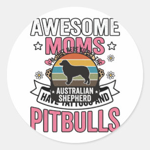 Australian Shepherd Pet Lover Vintage Dog Shirt De Classic Round Sticker