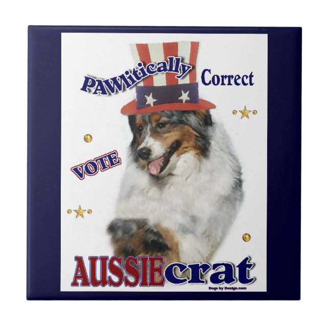 Australian Shepherd Political Humour Tile (Front)