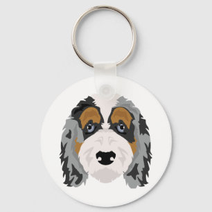 Australian Shepherd Poodle mix, Aussie Doodle Key  Keychain