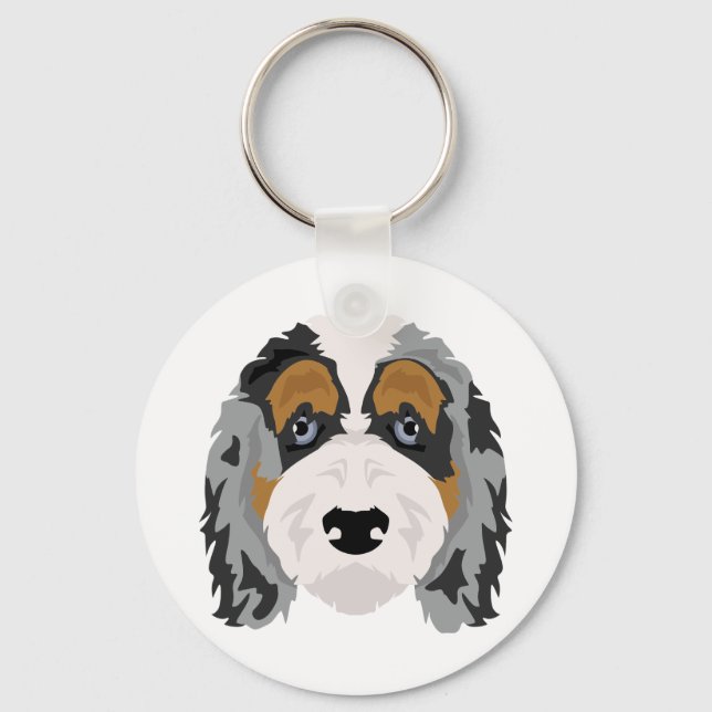 Australian Shepherd Poodle mix, Aussie Doodle Key  Keychain (Back)
