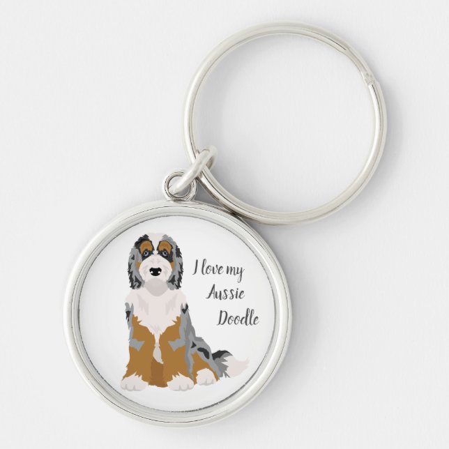 Australian Shepherd Poodle mix Keychain (Front)