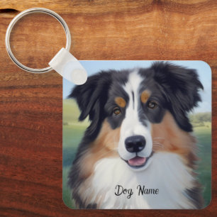 Australian Shepherd Portrait  -  Keychain