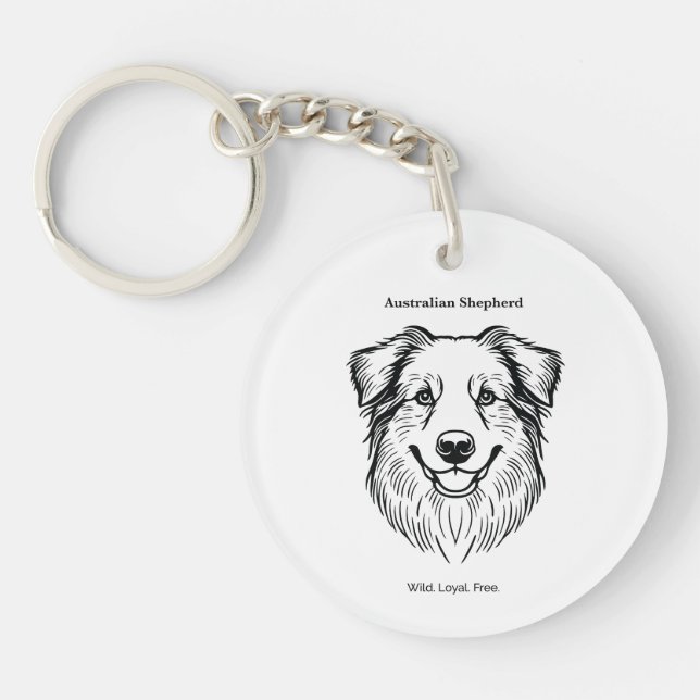 Australian Shepherd Portrait Keychain (Front)