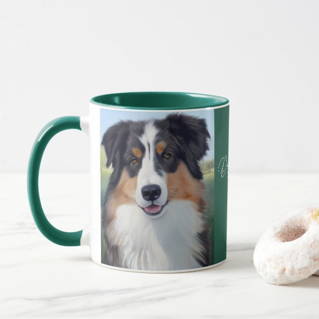 Australian Shepherd Portrait -  Mug (With Donut)