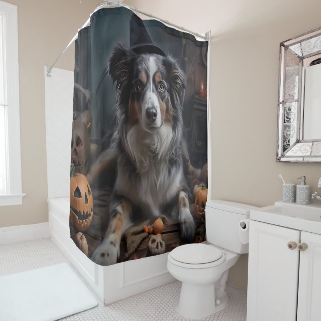 Australian Shepherd Pumpkins Halloween Scary (In Situ)