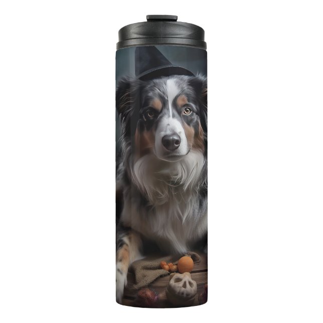 Australian Shepherd Pumpkins Halloween Scary Thermal Tumbler (Front)