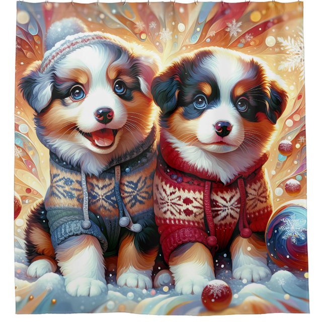 “Australian Shepherd Puppies’ First Snowfall" (Front)